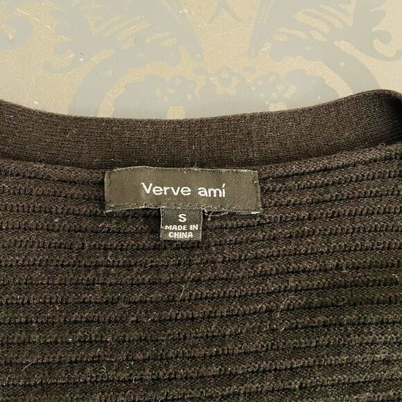 Verve Ami Long Black Open Front Cardigan size Small - Picture 6 of 11